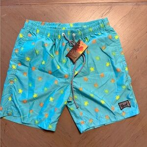 Beautiful Giant Men's Aqua Swim Trunks with Vibrant Patterns